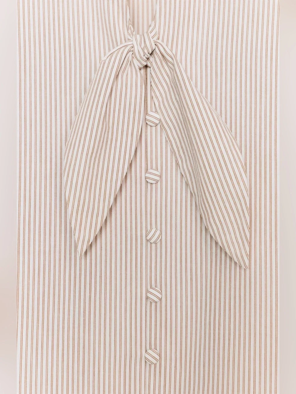*New w/ tag* Zara Striped Tie Blouse. Size: XS. Color: Brown/White